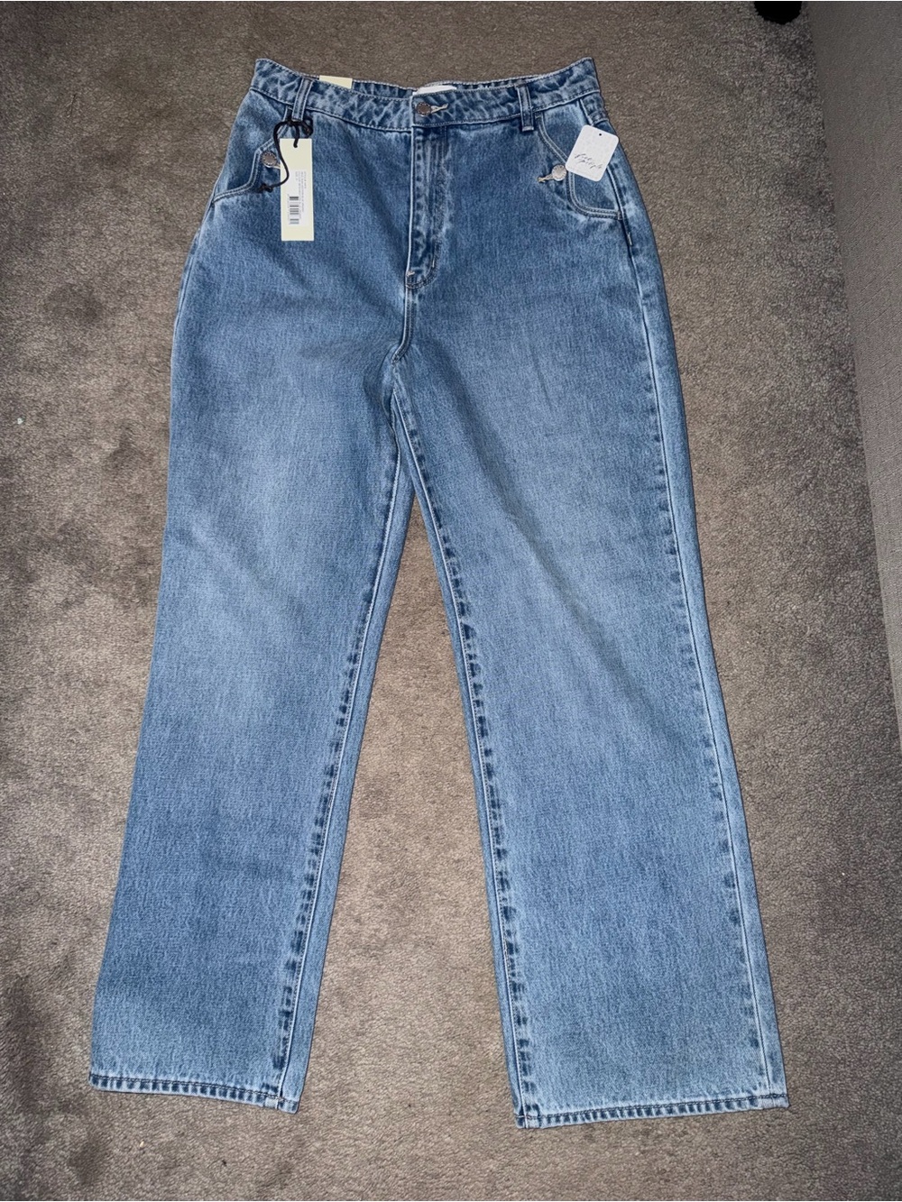 NWT Free People Size 31 High Rise Wide Leg Jeans Blue Denim $119